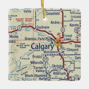 Ornement En Céramique Carte Vintage de Calgary AB