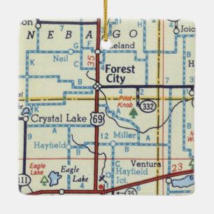 Ornement En Céramique Carte Vintage de Forest City IA