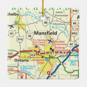 Ornement En Céramique Carte Vintage de Mansfield Ohio
