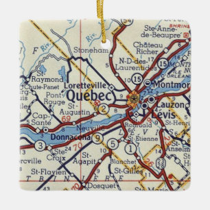 Ornement En Céramique Carte Vintage de Québec