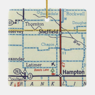 Ornement En Céramique Carte Vintage de Sheffield IA