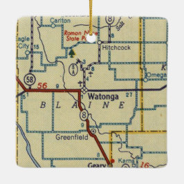 Ornement En Céramique Carte Vintage de Watonga Oklahoma