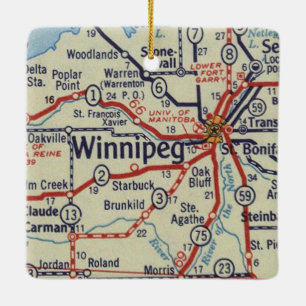 Ornement En Céramique Carte Vintage de Winnipeg