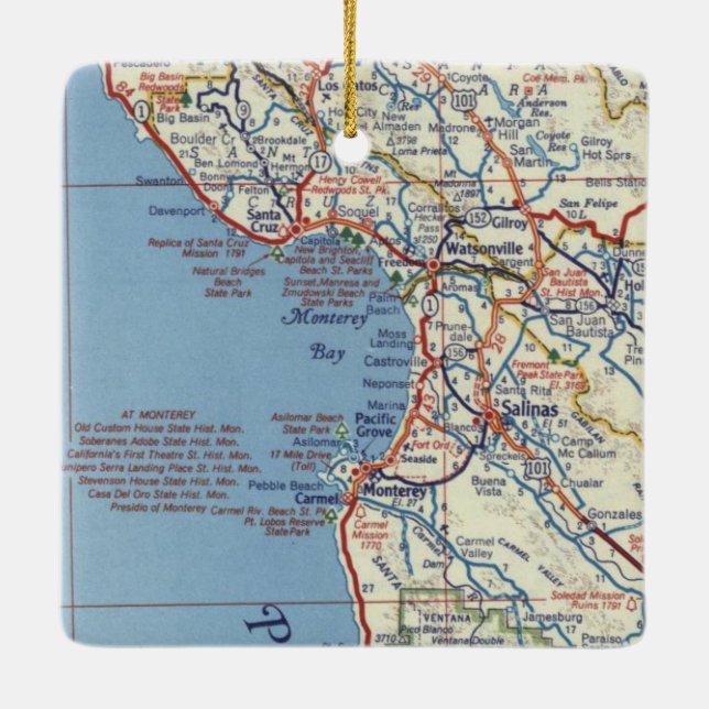 Ornement En Céramique Carte Vintage des Salinas (Dos)