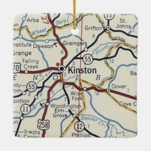 Ornement En Céramique Carte Vintage Kinston NC