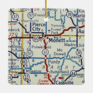 Ornement En Céramique Carte Vintage Monett MO
