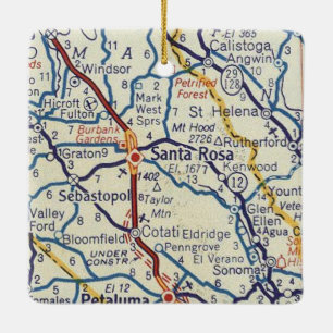 Ornement En Céramique Carte Vintage Père Noël Rosa