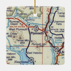 Ornement En Céramique Carte Vintage Plymouth NH