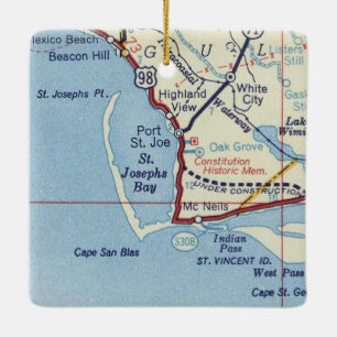 Ornement En Céramique Carte Vintage Port St. Joe FL