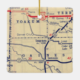 Ornement En Céramique Carte Vintage Seagraves TX
