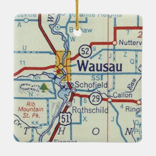 Ornement En Céramique Carte Wausau WI (Dos)