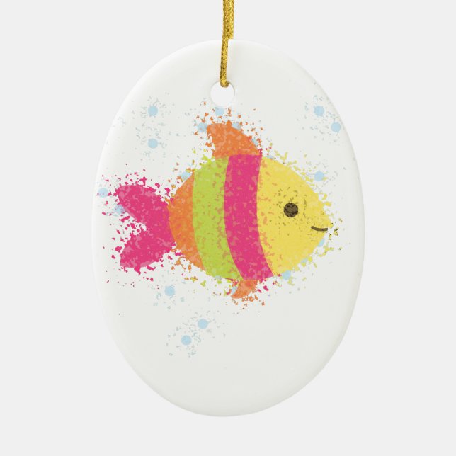 Ornement En Céramique Carton de poisson mignon (Devant)