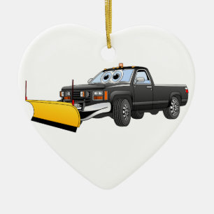 Ornement En Céramique Carton noir Y ramassage Camion Plow Neige