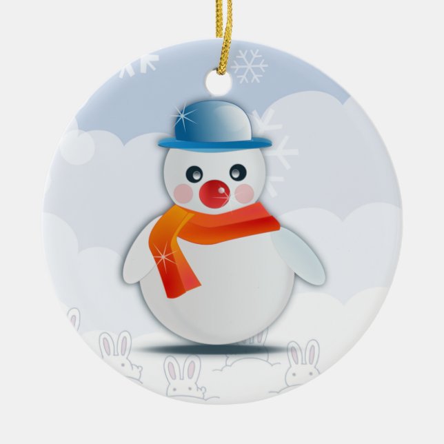 Ornement En Céramique Cartoon Snowman (Devant)