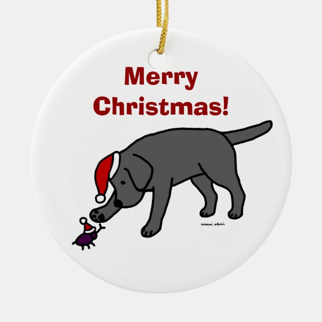 Ornement En Céramique Casquette noir personnalisé de Père Noël de Noël (Devant)
