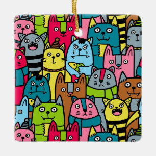 Ornement En Céramique Cat et kitten