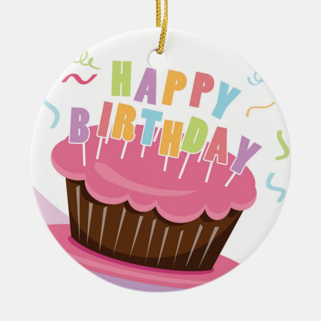 Ornement En Céramique célébration de joyeux anniversaire (Devant)