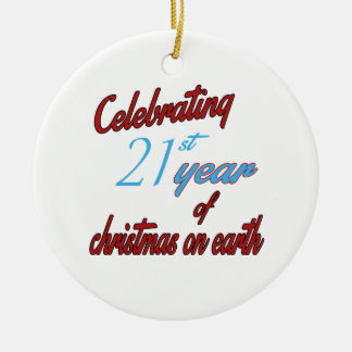 Ornement En Céramique Célébration de la 21ème année de Noël sur terre