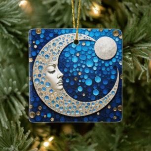 Ornement En Céramique Celeste : Femme dans la lune
