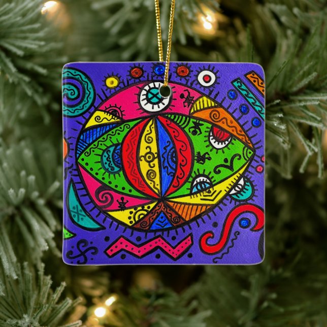 Ornement En Céramique Ceramic square (Arbre)