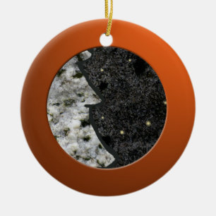 Ornement En Céramique Cercle orange métallique et roche granitique