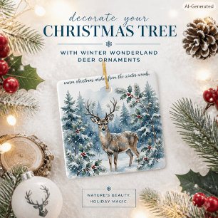 Ornement En Céramique Cerf dans la neige Noël faune céramique nature