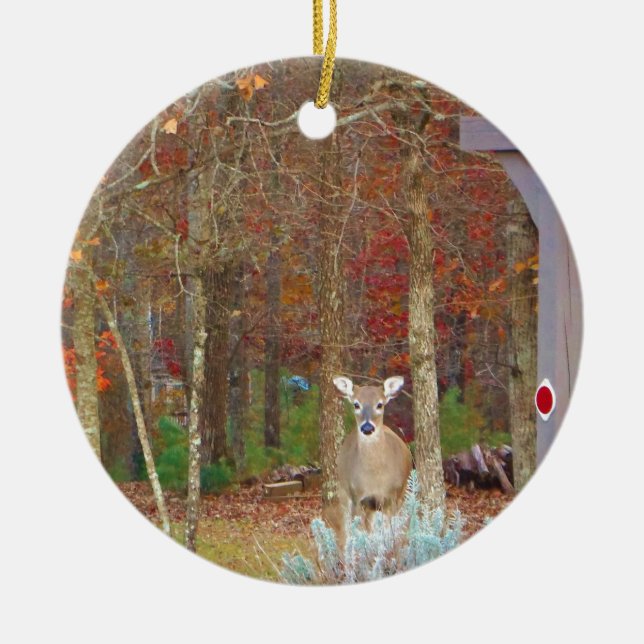 Ornement En Céramique Cerf de Noël (Devant)