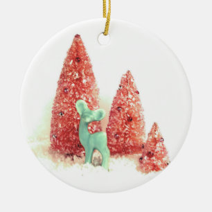 Ornement En Céramique Cerf de Noël rétro