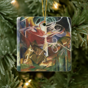 Ornement En Céramique Cerfs dans la forêt par Franz Marc, Beaux-arts vin