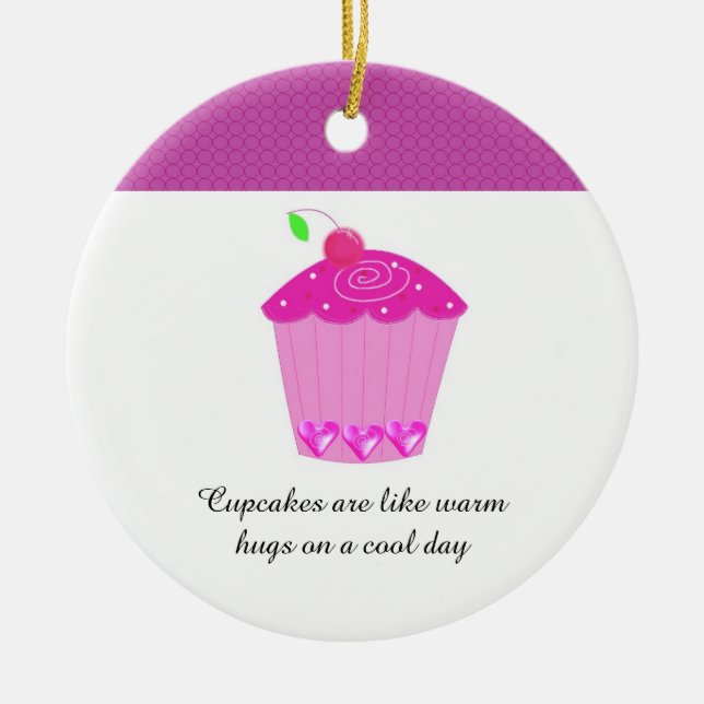 Ornement En Céramique Cerise Cupcake avec un commentaire (Devant)