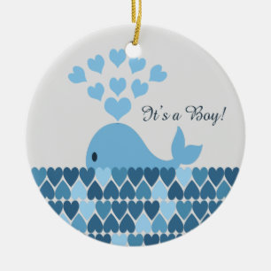 Ornement En Céramique C'est un garçon ! Baleine mignonne