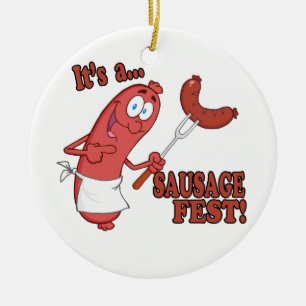 Ornement En Céramique C'est une fête de saucisses Dessin animé drôle de