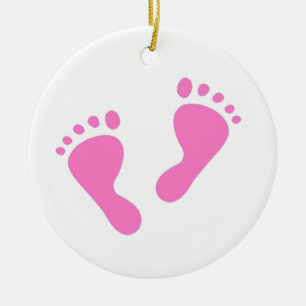 Ornement En Céramique C'est une fille - pieds roses de bébé