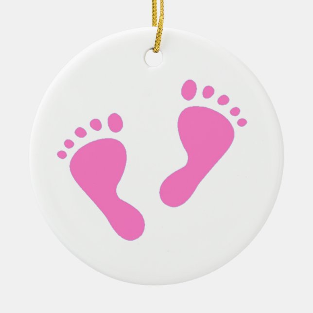 Ornement En Céramique C'est une fille - pieds roses de bébé (Devant)