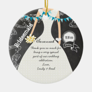 Ornement En Céramique Chalkboard Mariage Gown Bridesmaid Cadeaux