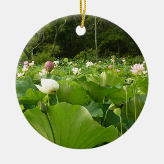Ornement En Céramique Champ de fleurs de Lotus Jardin d'été (Devant)