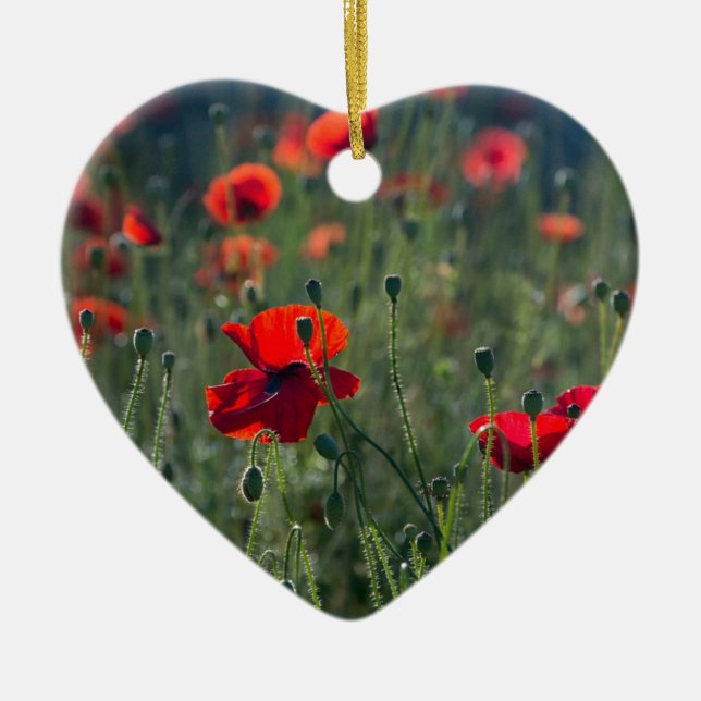 Ornement en céramique Champ sauvage de coquelicots (Devant)