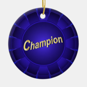 Ornement En Céramique Champion bleu de ruban à customiser
