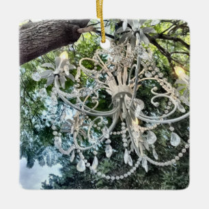 Ornement En Céramique Chandelier blanc en cristal Chic de Shabby
