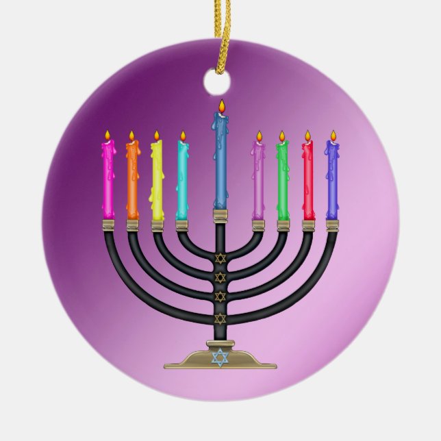 Ornement En Céramique Chanukah Menorah (Devant)