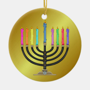 Ornement En Céramique Chanukah Menorah
