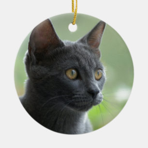 Ornement En Céramique Chat bleu russe