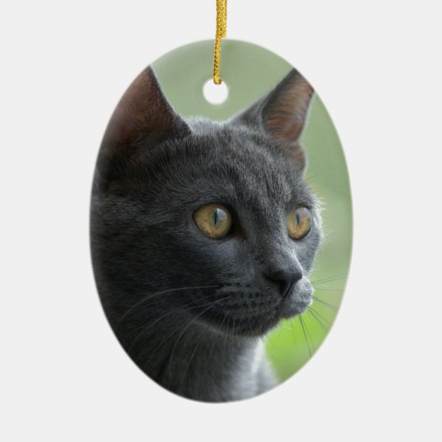 Ornement En Céramique Chat bleu russe (Devant)