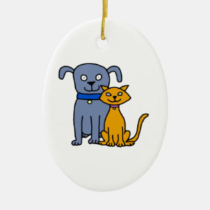 Ornement En Céramique Chat et chien