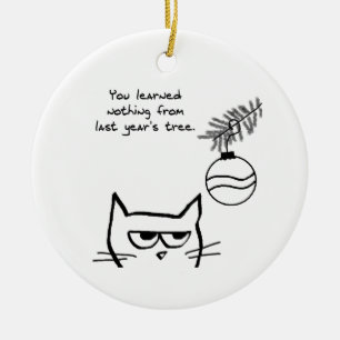 Ornement En Céramique Chat fâché et l'arbre de Noël