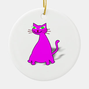 Ornement En Céramique Chat gras rose