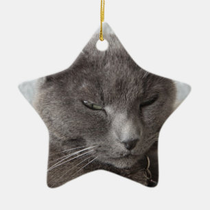 Ornement En Céramique Chat gris
