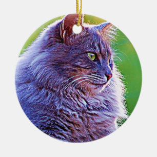 Ornement En Céramique Chat gris magnifique
