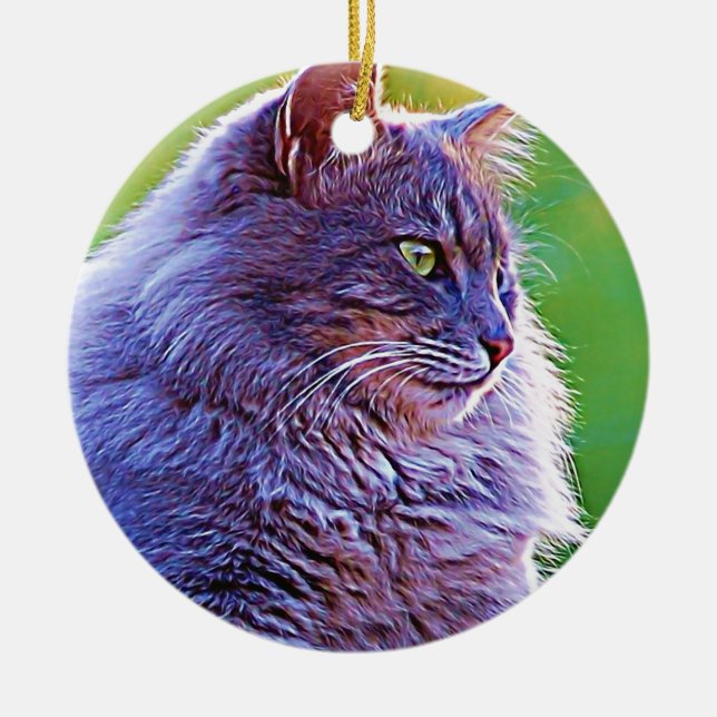 Ornement En Céramique Chat gris magnifique (Devant)