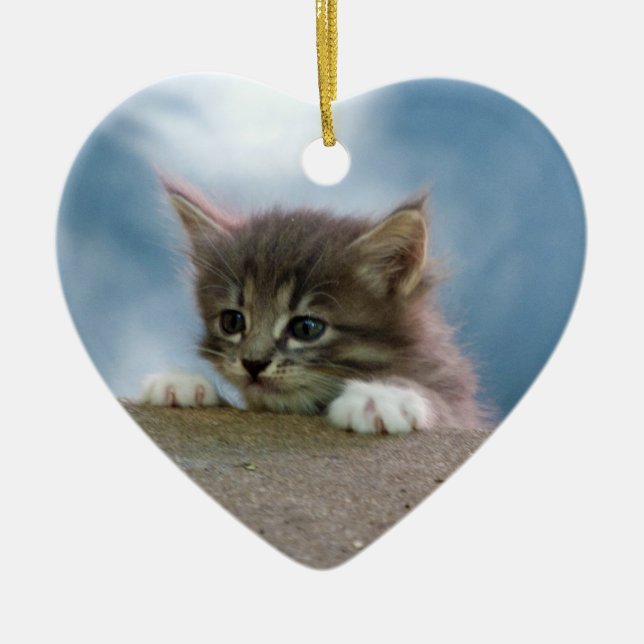 Ornement En Céramique Chaton pour Noël (Devant)